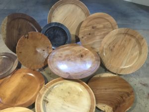 Platters of many sizes and wood types